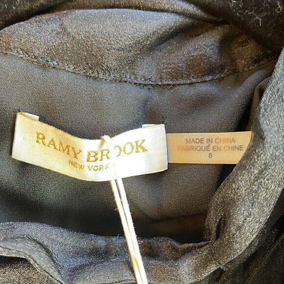 Ramy Brook Claudia floral tie neck sleeveless top black mesh NWT with Sz 8 - Picture 9 of 11